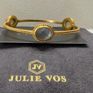 Julie Vos Gold Bangle with Gray Faceted Stone